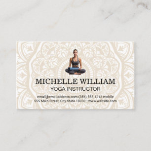 Mandala Pattern   Woman with Yoga Mat Business Card
