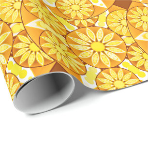 Mandala pattern, yellow, gold and brown wrapping paper