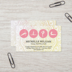 Mandala Pattern   Yoga Poses Icon Business Card