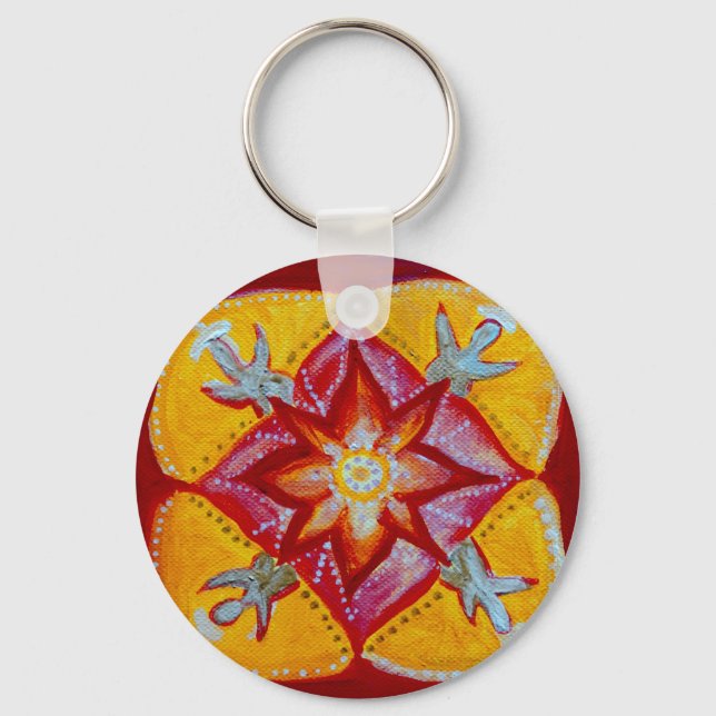 Mandala Peace 5.7 cm Basic Button Key Ring (Front)