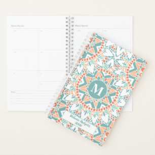 Mandala Peach Teal Personalised Planner