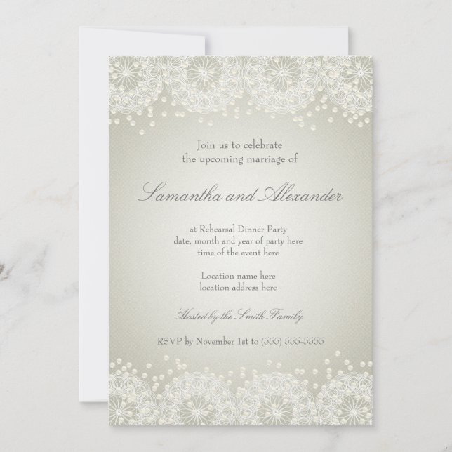 Mandala & Pearls | Wedding Rehearsal Dinner Invitation (Front)