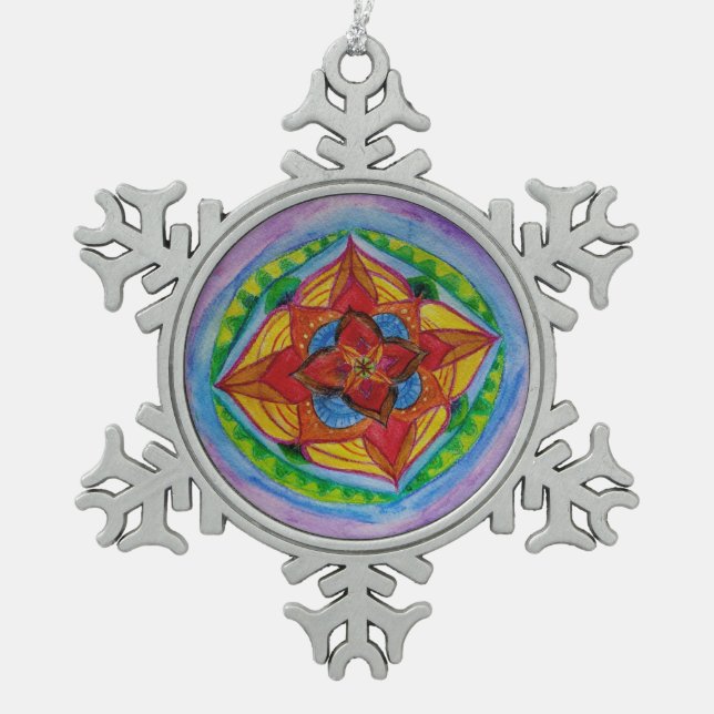 Mandala Pewter Snowflake Decoration (Front)