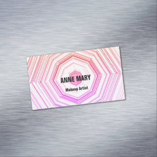 Mandala Pink Abstract Salon MakeUp Artist Colourfu Magnetic Business Card