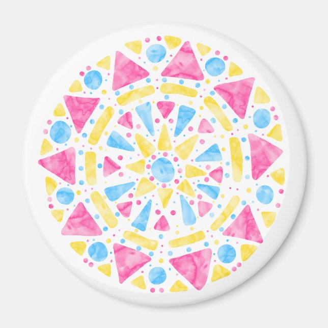 Mandala Pink Blue Yellow Pansexual Pride Flag Magnet (Front)