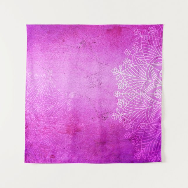 Mandala pink design meditation Zen Tapestry (Front)