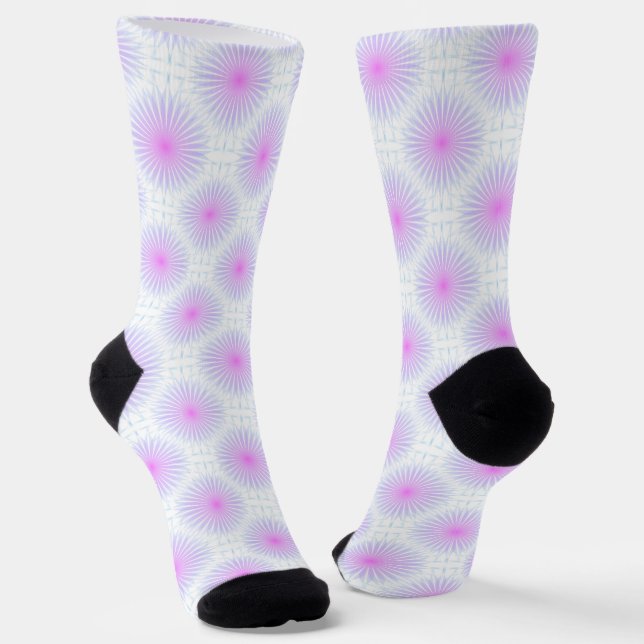 Mandala Pink Purple Pattern Socks (Angled)