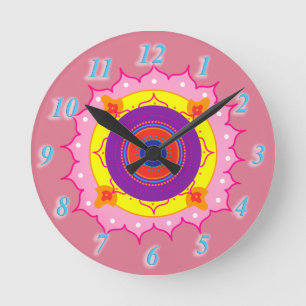 Mandala Pink, Purple Wall Clock