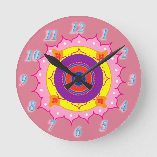Mandala Pink, Purple  Wall Clock (Front)