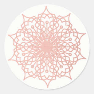 Mandala Pink Rose Gold Blush Classic Round Sticker