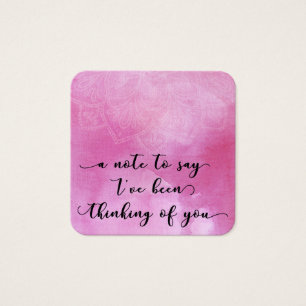 Mandala & Pink Watercolor Thinking of You Note
