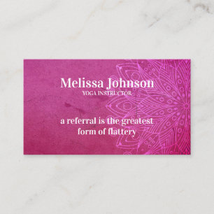 Mandala Pink Yoga Meditation Refer a Friend Referral Card