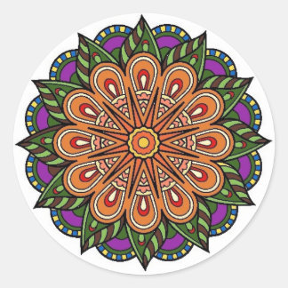 mandala plant classic round sticker