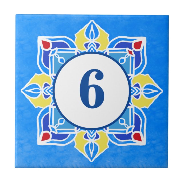 Mandala pretty House Number that can be customised Tile (Front)