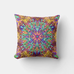 Mandala Psychedelic Trippy Hippie Colour Splash Cushion
