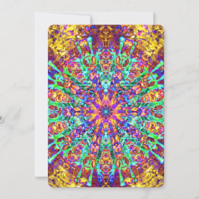 Mandala Psychedelic Trippy Hippie Colour Splash Invitation (Front)