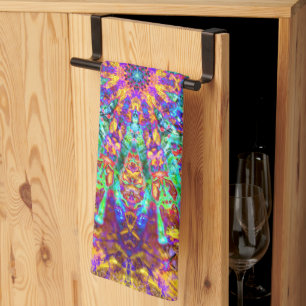 Mandala Psychedelic Trippy Hippie Colour Splash Tea Towel