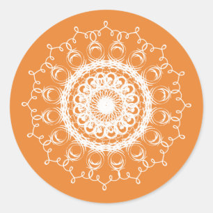 Mandala Pumpkin Watercolor Damask Fall Season Classic Round Sticker