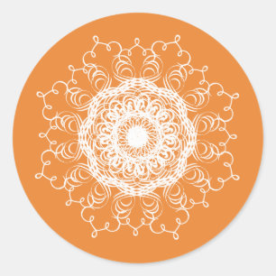 Mandala Pumpkin Watercolor Damask Fall Season Classic Round Sticker