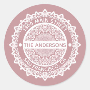Mandala Purple Address Label Round Sticker
