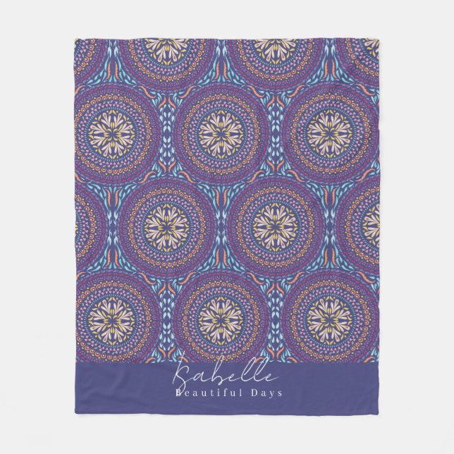 Mandala Purple Fleece Blanket (Front)