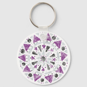 Mandala Purple  Grey Black Ace Asexual Pride Flag Key Ring