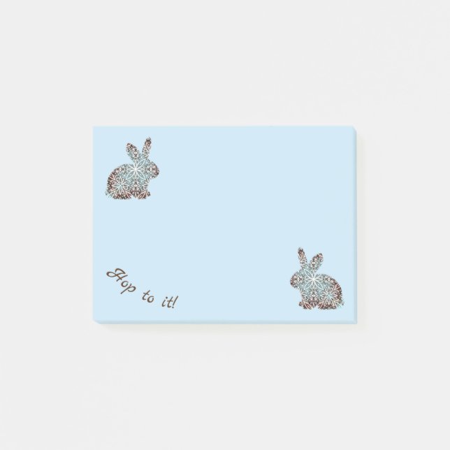 Mandala Rabbit Chocolate and Blues Post-it Notes (Front)