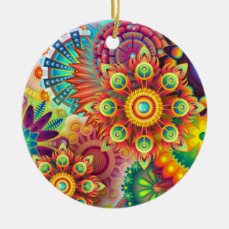 mandala rainbow colours   ceramic tree decoration