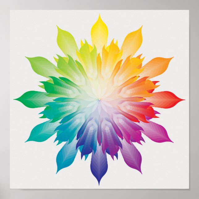 Mandala Rainbow Colours - Flower - Energy - Harmon Poster (Front)