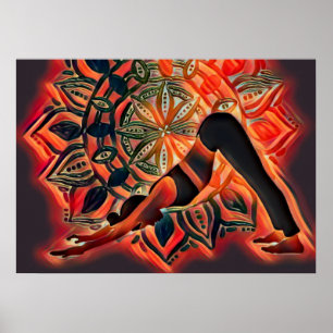 Mandala Red, Black, Brown Yoga Meditation Poster