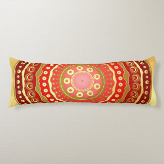 Mandala Red Gold Dots on Soft Gold Background Body Cushion