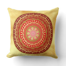 Mandala red gold dots on Soft Gold Background