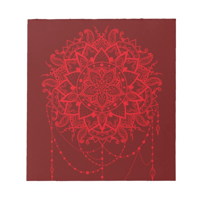 Mandala red maroon Indian Notepad (Front)