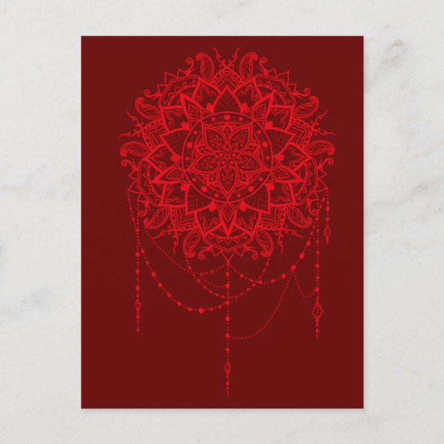 Mandala red maroon Indian Postcard (Front)