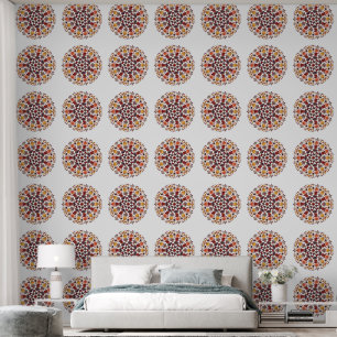 Mandala Red Yellow Orange Brown Wallpaper