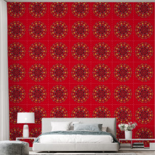 Mandala Red Yellow Orange Brown  Wallpaper