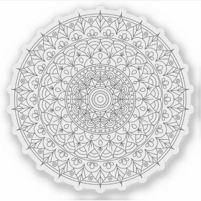 Mandala Retro hand drawn  black & white flower (Front)