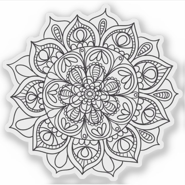 Mandala Retro hand drawn  black & white flower (Front)