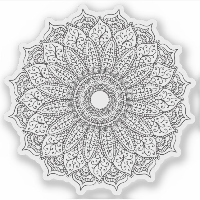 Mandala Retro hand drawn  black & white sunflower (Front)