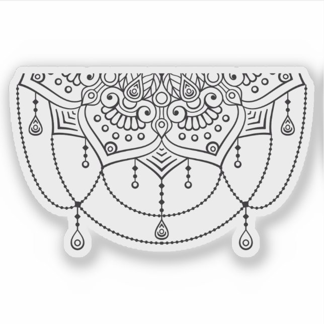 Mandala Retro hand drawn  black & white tattoo (Front)