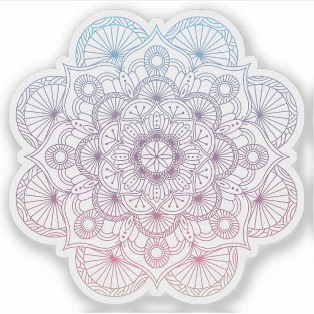 Mandala Retro hand drawn purple blue tattoo (Front)