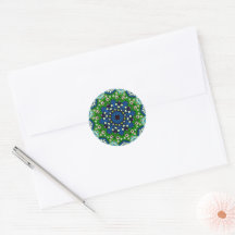 Mandala Retro Mosaic Green Blue Pattern