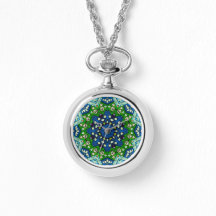 Mandala Retro Mosaic Green Blue Pattern Watch