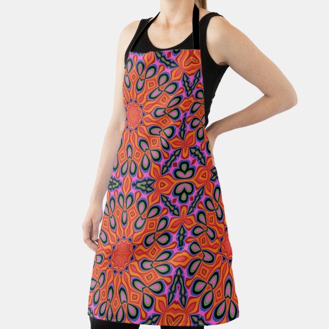 Mandala Retro Orange Hipster Apron (Insitu)