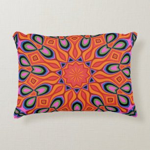 Mandala Retro Orange Hipster Decor Throw Pillow