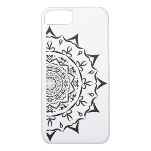 Mandala. Round black and white oriental pattern iPhone 8/7 Case