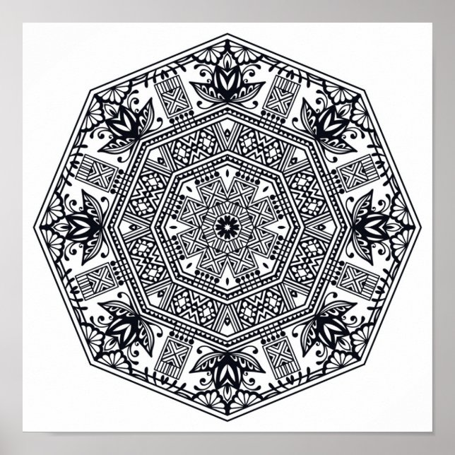 Mandala Round Ornament 2 Poster (Front)