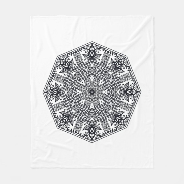 Mandala Round Ornament Fleece Blanket (Front)