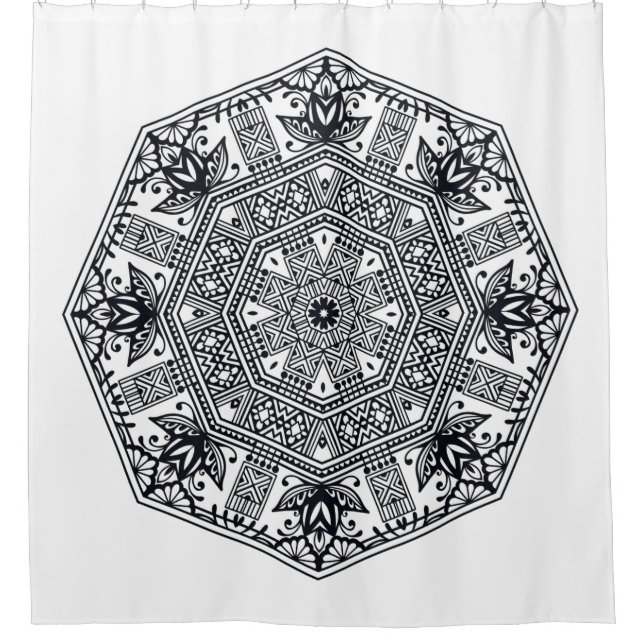 Mandala Round Ornament Shower Curtain (Front)