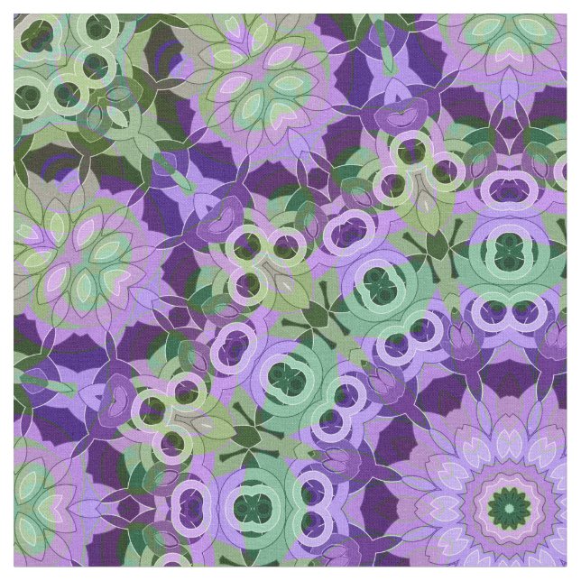 Mandala round pattern kaleidoscope retro hippie hs fabric (Close Up)